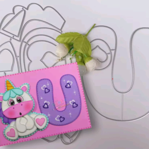 LETRA U CON UNICORNIO 20CM